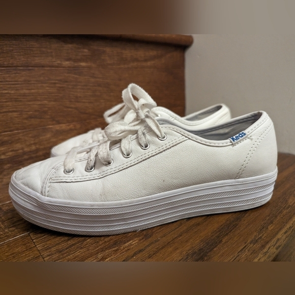 Keds Triple Kick Leather Lace Up platform sneaker white, woman's size 6 - Picture 4 of 14